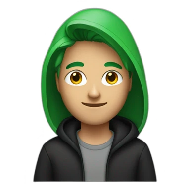 guy with green average hair in black hoodie sticker