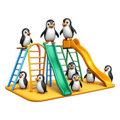 Crazy penguins going wild on a playground  sticker