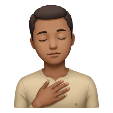 una mano en pecho ojos cerrados hombre multirracial sticker