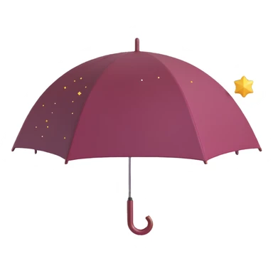 burgundy umbrella with a constellation pattern in 3D emoji style sticker