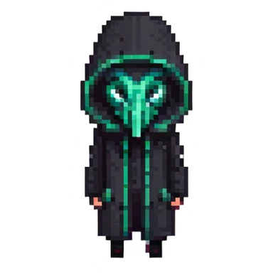 Squid Game Front Man with black geometric mask and black coat sticker