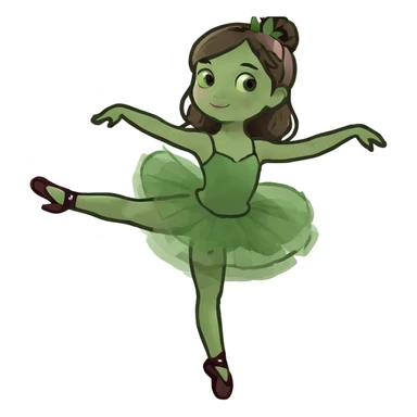 Ballerina with long brown hair sticker
