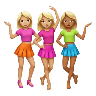 Emoji of 3 Girls dancing ONE with blonde hair, one tan skin with brown  hair ONLY ONE IS BLONDE sticker
