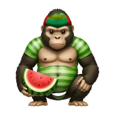 a gorrila with a watermelon body sticker