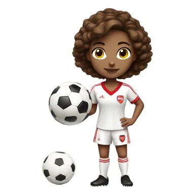 Pretty woman wearing an Arsenal jersey with short brown hair kicking a soccer ball sticker