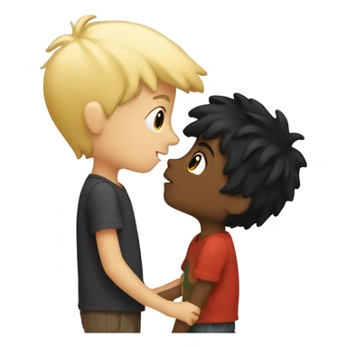 A blonde boy kissing a black hair boy sticker