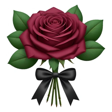 Maroon rose bouquet wrapped in white paper and black bow sticker
