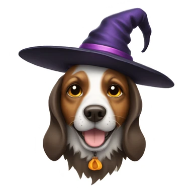 dog with witch hat sticker