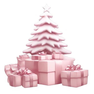 Light pink Christmas gifts under a white Christmas tree  sticker