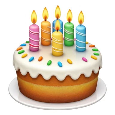 3D iPhone style emoji of a cake, round and fluffy, decorated with icing and sprinkles, isolated on white background, soft shadows, high detail, playful and cute. sticker