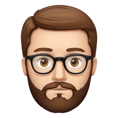 white man with brown hair and beard and hazel eyes and black eyeglasses  sticker