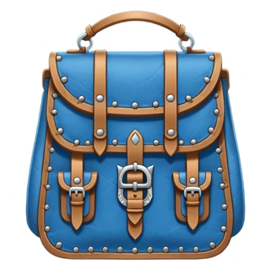 dnd item icon, medieval bag in blue, front view of bag sticker