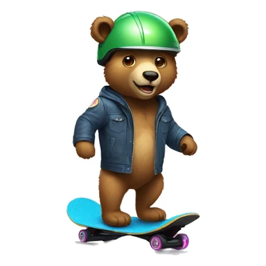 a bear on hoverboard wearing a helmet sticker