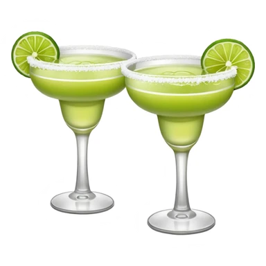 2 margaritas. one normal and one spicy. NO ICE - normal margarita glass with salt on the rim. one should be just with the margarita and the salt. the spicy one should have a small pepper inside  sticker