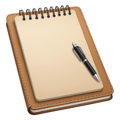 beige notepad and pen with white paper sticker