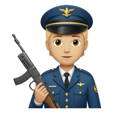 Blonde army man holding service weapon and wearing uniform  sticker