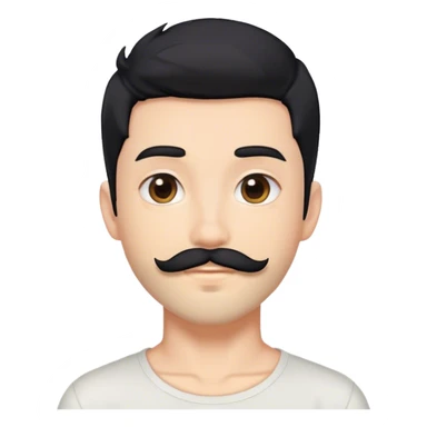 Cute boy with black anime hair, close cropped beard and mustache sticker