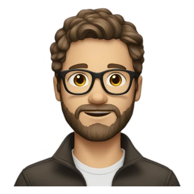 White Boy with glasses and curwy dark brown medium length hair and stubble beard sticker