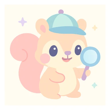 cute squirrel detective with magnifying glass and detective hat sticker
