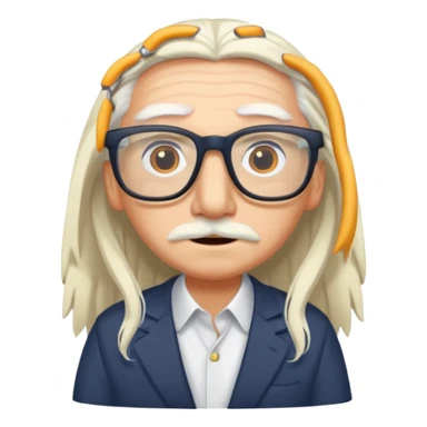 long hair stork with glasses sticker