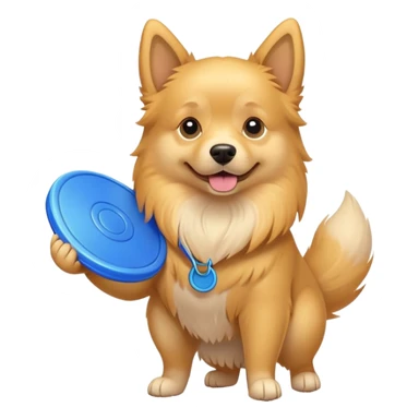 Dog holding a frisbee sticker