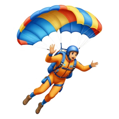 A skydiver free-falling through the clear sky, with a brightly colored parachute just about to open. The scene captures the thrill of the sport, with the vast expanse of the sky and distant ground below, emphasizing the excitement and adrenaline of parachuting sticker