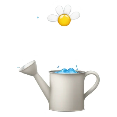 a flower in a pot is watered with water from a watering can sticker