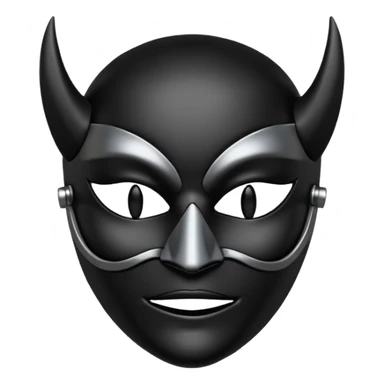 Minimal emoji, gothic mask forged from matte black leather, emotionless expression, smooth heavy surface, subtle metallic texture, deep shadows, no glow, no neon, flat emoji style, centered sticker