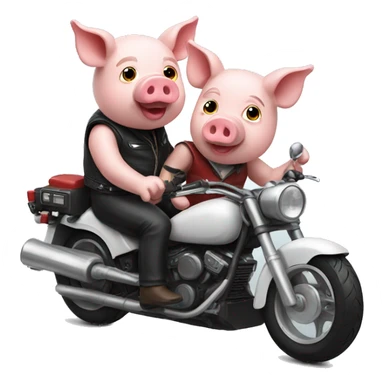 pig couple riding a motorcycle sticker