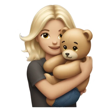 blonde balayage hair girl hugs a teddy bear sticker