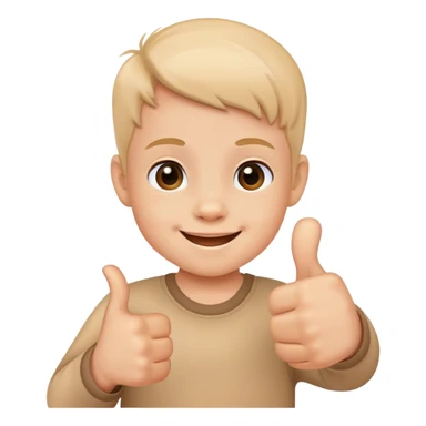child giving a thumbs up after eating all their food, cheerful and cute sticker