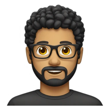 black hair square glasses stubble sticker