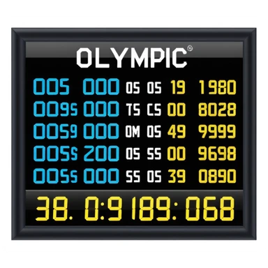 un panneau des jeaux olympic qui affiche le temps des coureurs affichant 9.58s  sticker