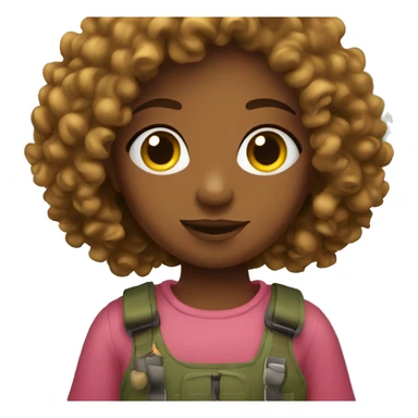 Girl with curly hair going fishing sticker