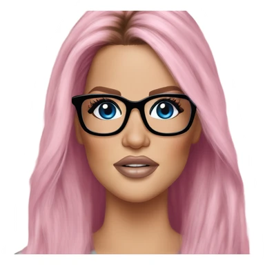 Photo Realistic khloe kardashian stylish pink hair BLUE eyes and glasses rock chick sticker