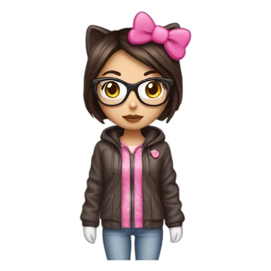 brunette disguised in hellokitty sticker