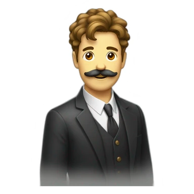 Homme moustachu avec les cheveux plaqué sur le côté sticker