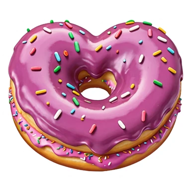 Realistic isolated heart shaped donut with mauve frosting. sticker