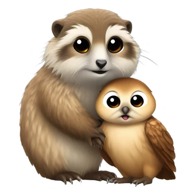 a marmot and a little owl in love sticker