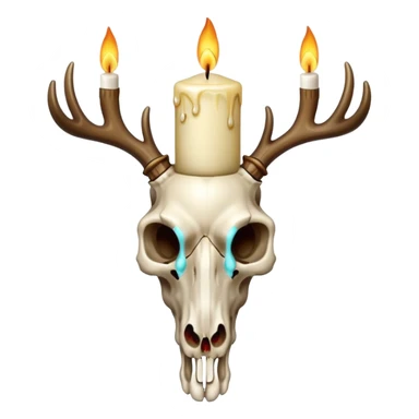 Deer skull with candle on top sticker