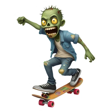 Cool zombie skateboarding sticker