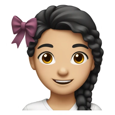 smiling girl with black hair bow sticker