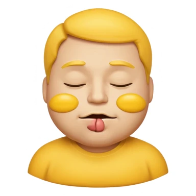A male emoji with big fat lips with it’s eyes closed not smiling with its mouth closed and it’s yellow while making the ishowspeed face sticker