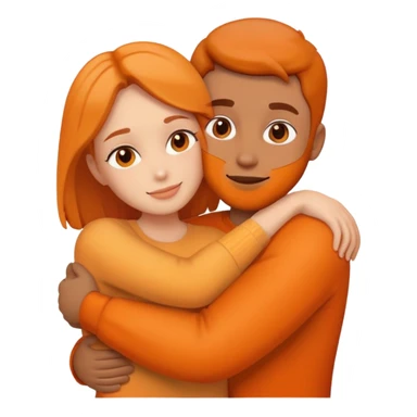 Couple hugging orange sticker