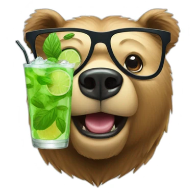 bear with glasses drinking mojito sticker