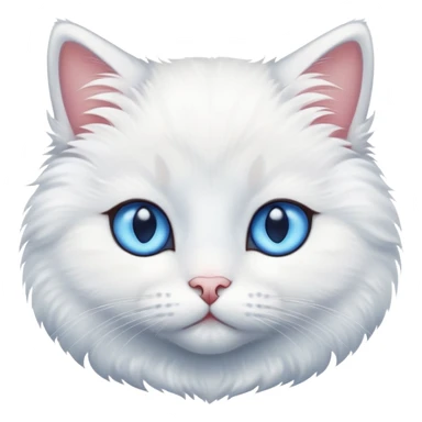 A cute cat with short white fur and blue eyes sticker