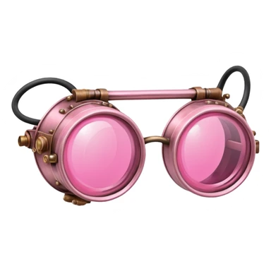 vintage pink welder's glasses, retro style with pink circular lenses, steampunk inspired sticker