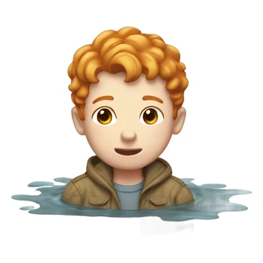 Ginger boy in puddle sticker