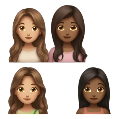 one girl long dark hair and clear skin and one girl long brown hair and darker skin hugging sticker