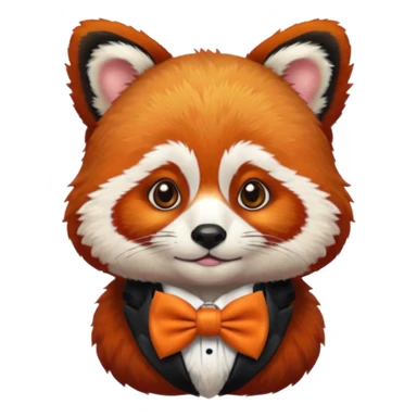 a red panda with orange bow tie, portrait sticker